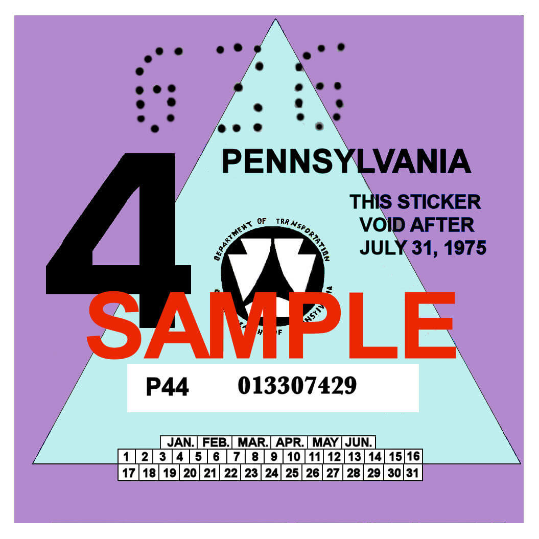 1975-4 Pennsylvania INSPECTION Sticker - $25.00 : Bob Hoyts Classic ...